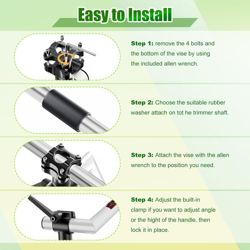Yomoho Upgraded Ergonomic Trimmer Grip, String Trimmer Handle, with Trimmer Shoulder Harness, Weed Eater Handle Extension for Trimming, Weedeater Handle Grip for String Trimmer, Lawn Care (17") - Image 5